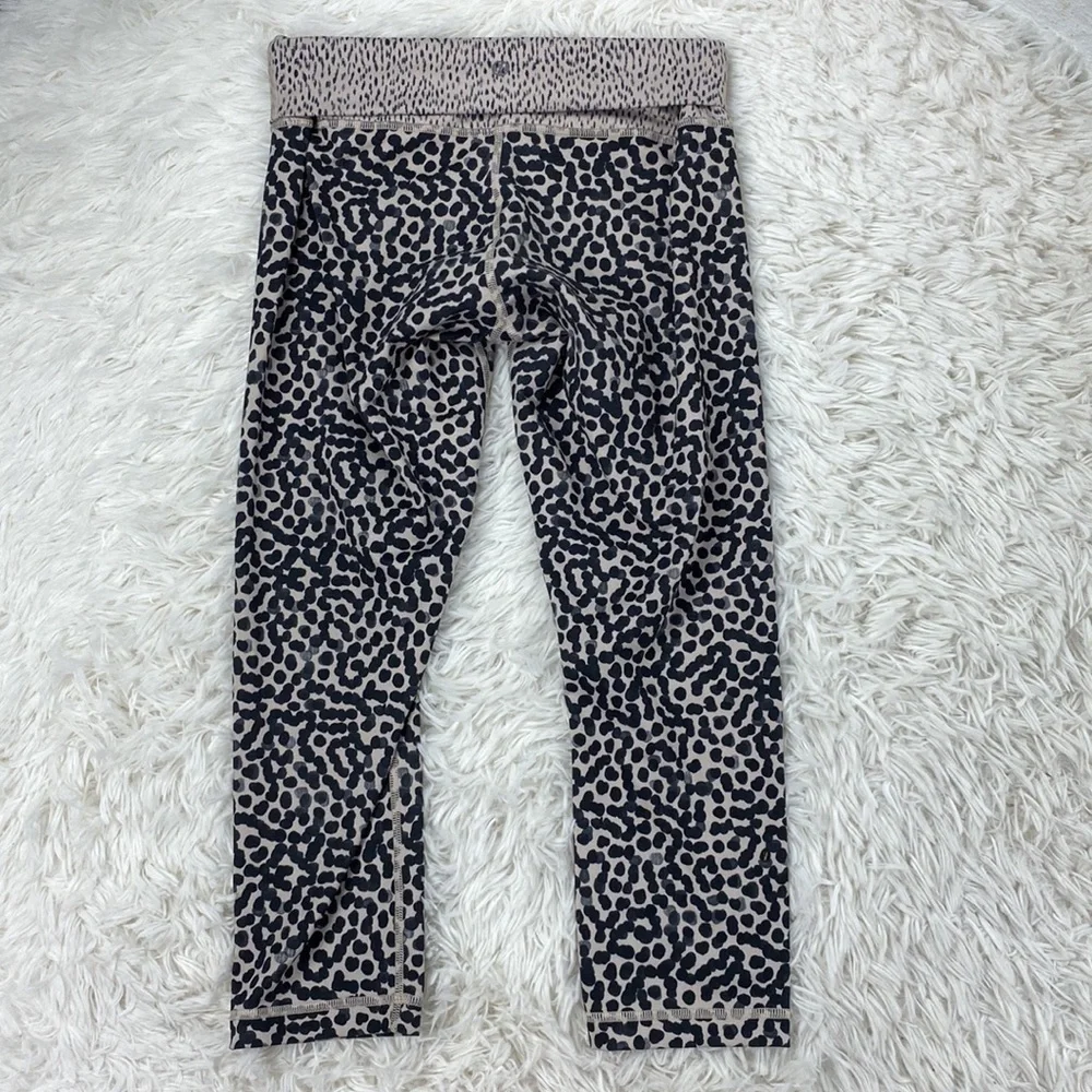 Lululemon Wunder Under Crop (Roll Down) Ace Spot Grain Black